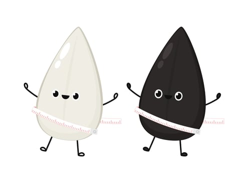 Black and white sesame seed character. Sesame seed on white background. vector