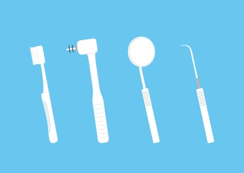 Dental equipment cartoon . Dental equipment on blue background. vector