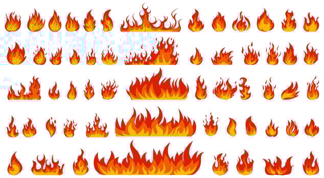Collection Fire Flame Illustrations Set vector