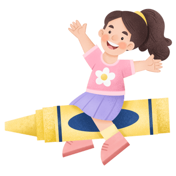 Little girl riding a crayon png