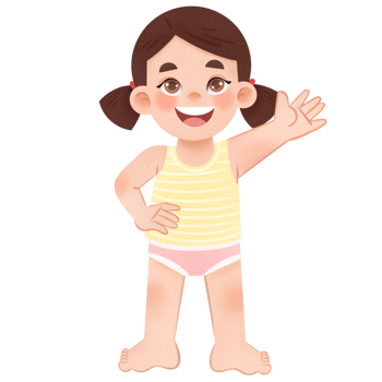 Little girl with body parts watercolor illustration png