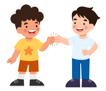 Boys high-five each other flat illustration png