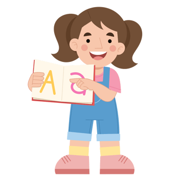 Little girl reading a book flat Illustration png