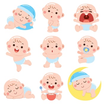 Cartoon Baby character. Cute baby. vector
