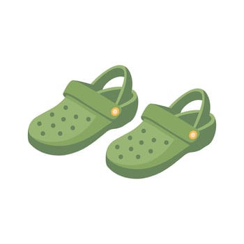Pair of green beach shoes isolated on white background. vector