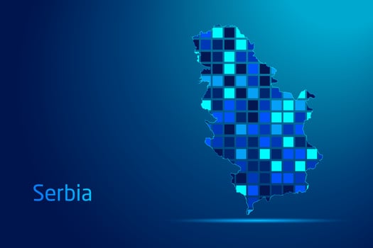 concepts of Serbia Network Digital Technology Graphic illustration. Blue Color. Internet Futuristic Concept Map. vector