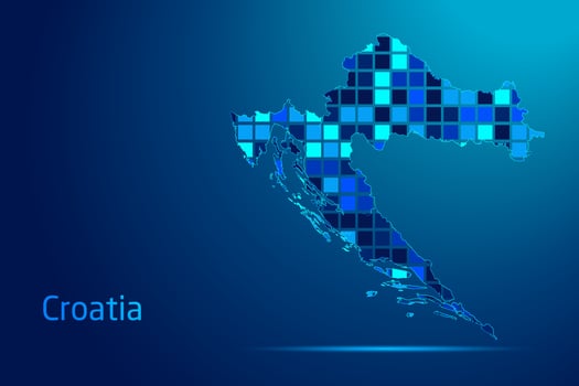 concepts of Croatia Network Digital Technology Graphic illustration. Blue Color. Internet Futuristic Concept Map. vector