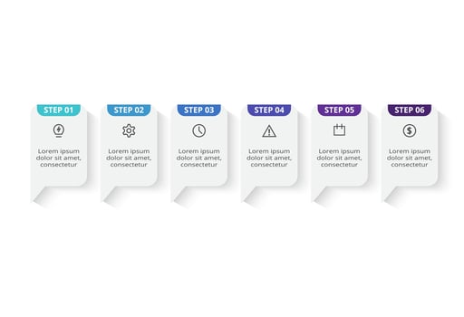 Rectangles infographic with 6 steps, options, parts or processes. Business data visualization. vector