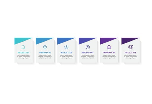 Creative concept for infographic with 6 steps, options, parts or processes. Business data visualization. vector