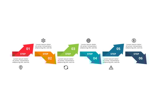 Creative concept for infographic with 6 steps, options, parts or processes. Business data visualization. vector