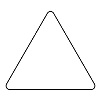 Equilateral rounded triangle shape symbol, black and white silhouette illustration vector