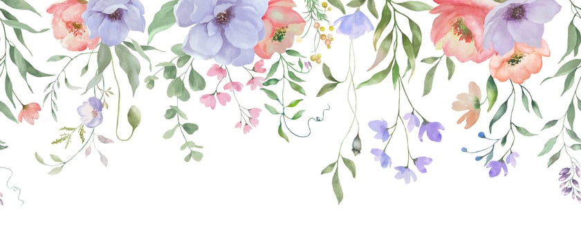 Seamless watercolor floral border. Hand drawn illustration isolated on white background. vector