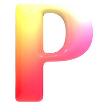 Gradient Font P 3D Render png