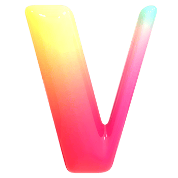 Gradient Font V 3D Render png