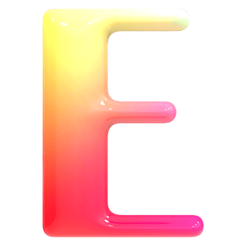 Gradient Font E 3D Render png