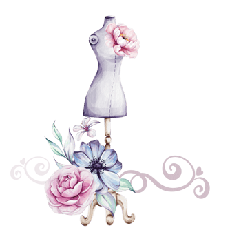 Watercolor template with Mannequin Stand, for Tailoring and Fashion Design with flowers and ribbon for logo, postcard, fabric, printing. Dressmaker production for fashion in retro style png