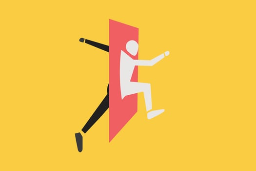Businessman escape from trap. concept of escape from comfort zone, experience new challenge and break free for freedom vector