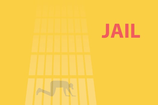 illustration of desperate man in jail vector