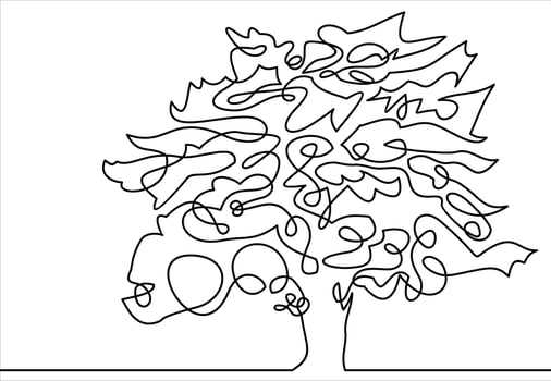 continuous line drawing of nature tree illustration vector