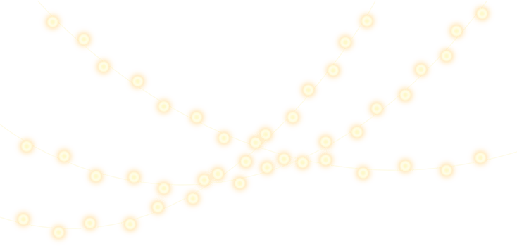 String lights in the night. Christmas lamp hanging. png