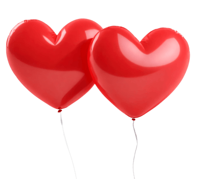 Two Red heart shaped balloons isolated on transparent background. png