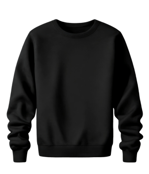 Black sweater isolated template mockup. Sweatshirt long sleeve png