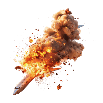 Plane explosion isolated on transparent background png