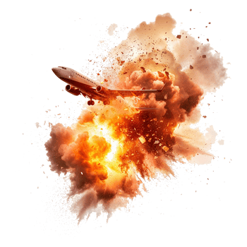Plane explosion isolated on transparent background png