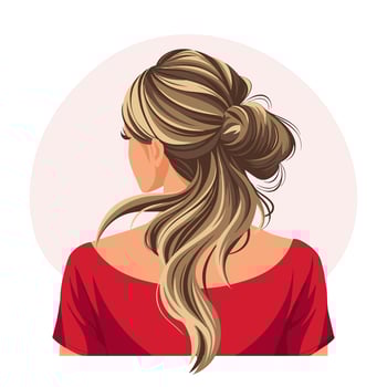Young woman's hairstyle, back view. Women's haircut. Beauty and fashion. Illustration poster clipart vector