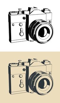 SLR film camera illustrations vector