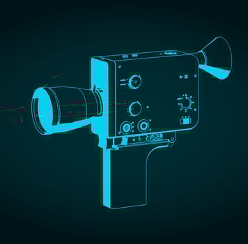 Vintage movie camera illustration vector
