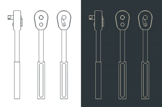 Ratchet key blueprints vector