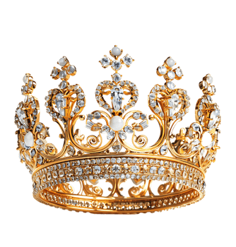 Gold crown on isolated transparent background png