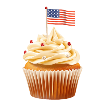 Patriotic Cupcake with American Flag Topper png