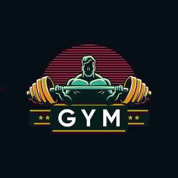 itness logo, Gym logo design template, with silhouettes of bodybuilders, illustration vector
