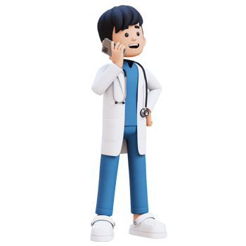 3D Doctor Character Talking on phone call. Suitable for Medical content png