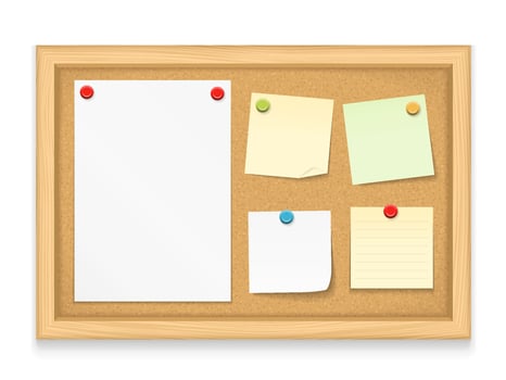 Bulletin Board with Paper Notes vector