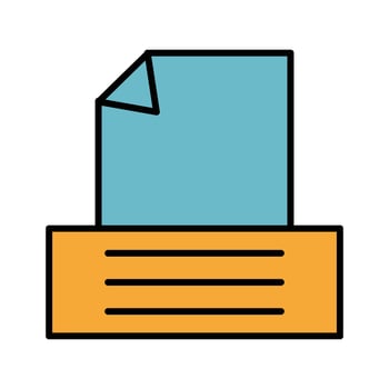 a paper document is sitting on a icon and logo vector
