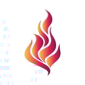 Red Flame Symbol Fire, flame. Red flame in abstract style on white background. Flat fire. Modern art isolated graphic. Fire sign Illustration vector