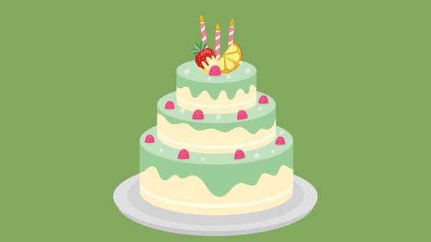 Birthday and wedding cake design with decoration illustration vector