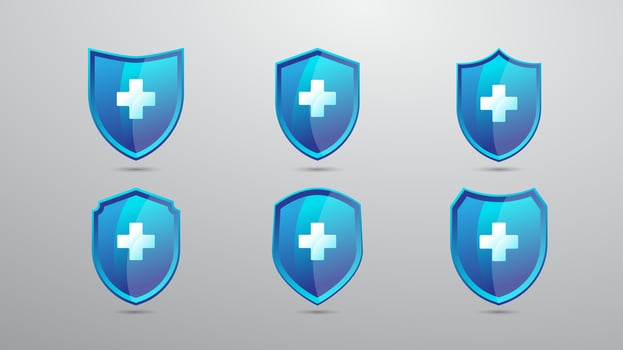 Set Shield Health Medical with blue color Premium vector