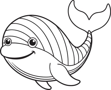 Cute Whale Doodle Coloring Page Character vector