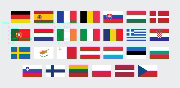 Flag of All European Union countries. European Union country Flag set. vector