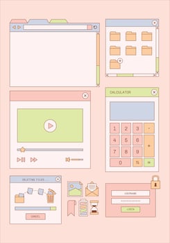 Retro UI Windows Sticker Note Journaling Set vector