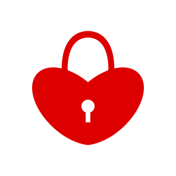 Red love padlock icon with simple and modern design png