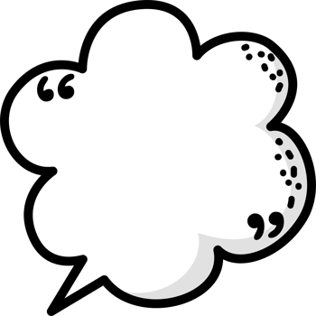 Hand draw doodle Black and white color speech bubble balloon with quotation marks, icon sticker memo keyword planner text box banner png