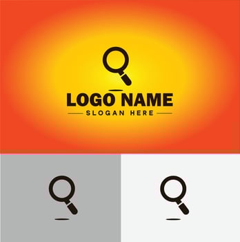 Magnifying Glass Search Zoom Find logo icon for business brand app icon people finder infinity searching logo template vector