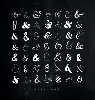Set of hand drawn decoration ampersands for letters and invitation drawing with chalk on chalkboard background vector