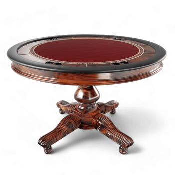 Generated Ai poker table with a red cloth on top, on Transparent Background. png