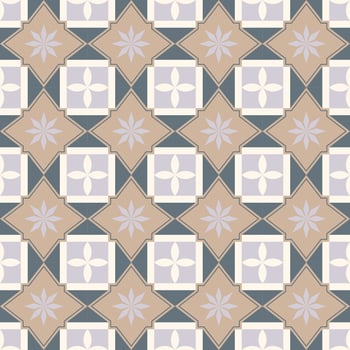 seamless ornamental geometric pattern - beige and gray design. Tile mosaic floor texture. Elegant repeatable ornate background vector